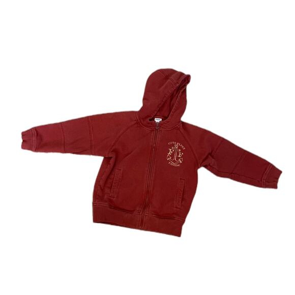 Gymboree Boys Hoodie Size 4 Fifth Fleet Anchor Red Vintage 100% Cotton Zip Front - Picture 3 of 6